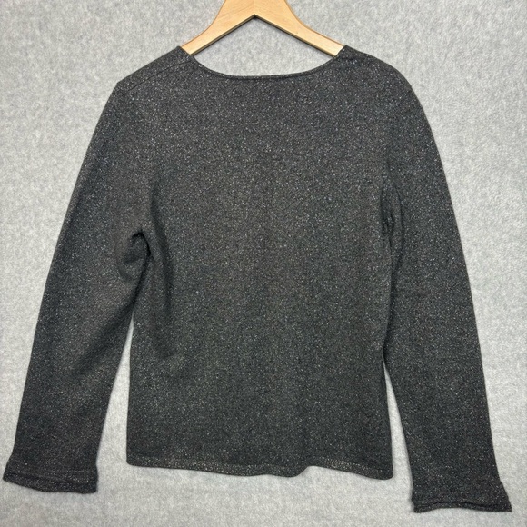 Ann Taylor Cashmere Pullover Knit Sweater-Charcoal Gray/Silver Metallic-Women XL - Picture 5 of 6